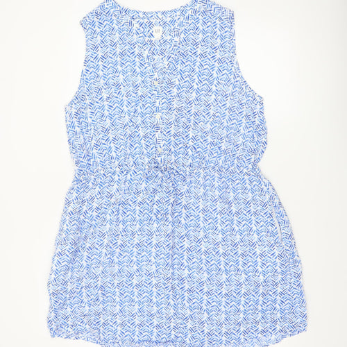 GAP Women Blue Geometric Sleeveless Shirt Dress XL Casual