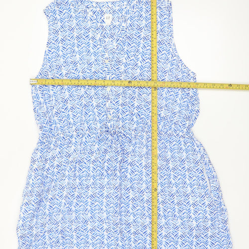 GAP Women Blue Geometric Sleeveless Shirt Dress XL Casual