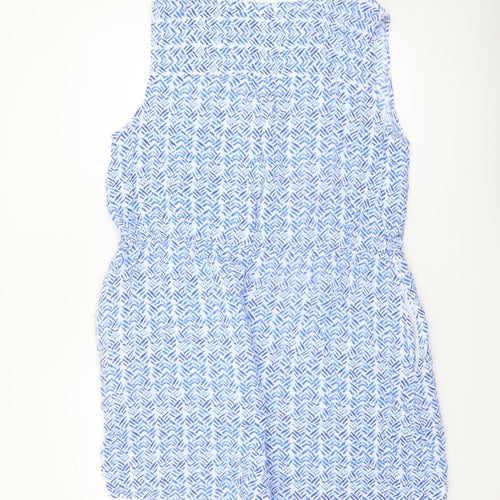 GAP Women Blue Geometric Sleeveless Shirt Dress XL Casual