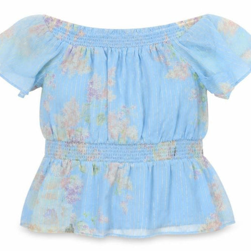 River Island Women Blue Floral Off Shoulder Tunic Blouse Size 20 Plus