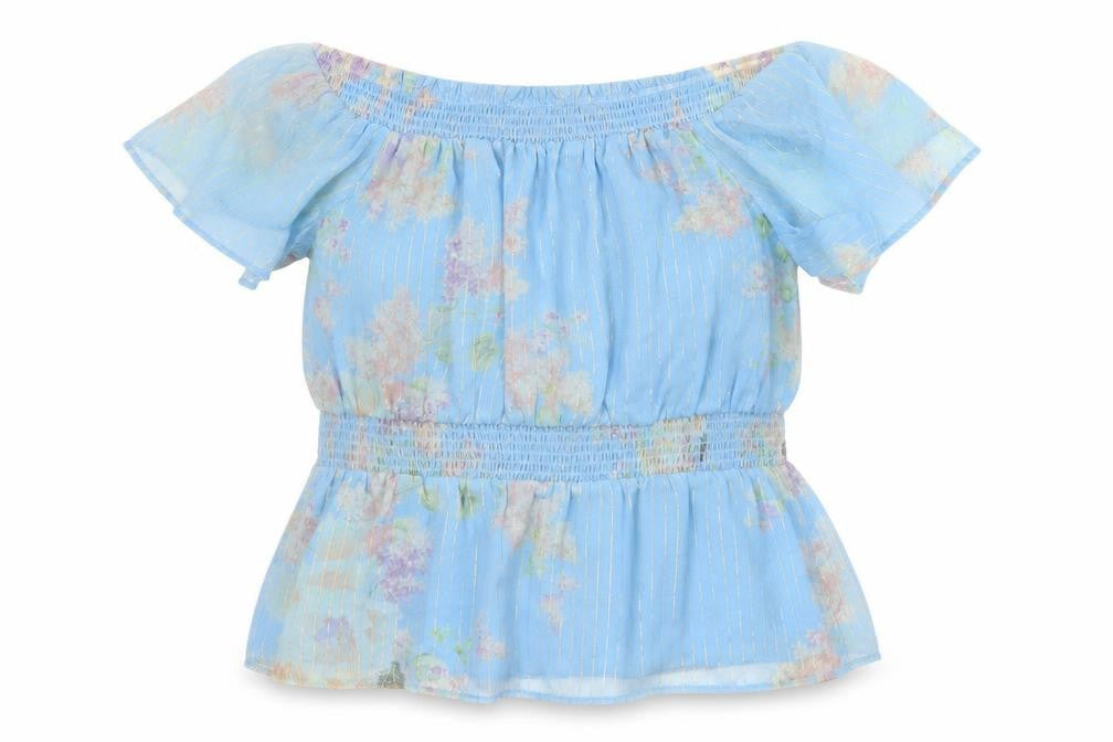 River Island Women Blue Floral Off Shoulder Tunic Blouse Size 20 Plus