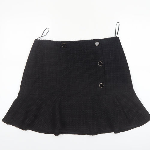 Phase Eight Women’s Black Tweed Button Trumpet Skirt UK 14