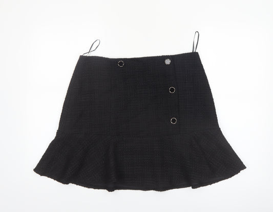 Phase Eight Women’s Black Tweed Button Trumpet Skirt UK 14