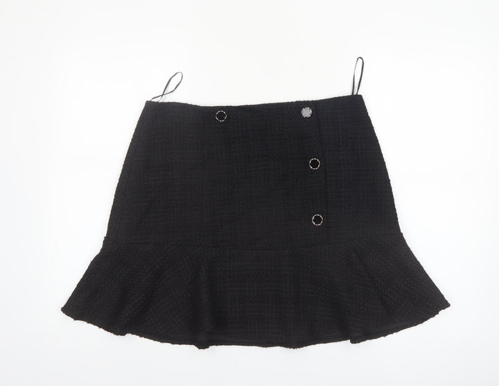 Phase Eight Women’s Black Tweed Button Trumpet Skirt UK 14