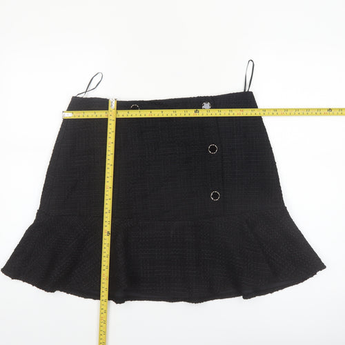 Phase Eight Women’s Black Tweed Button Trumpet Skirt UK 14