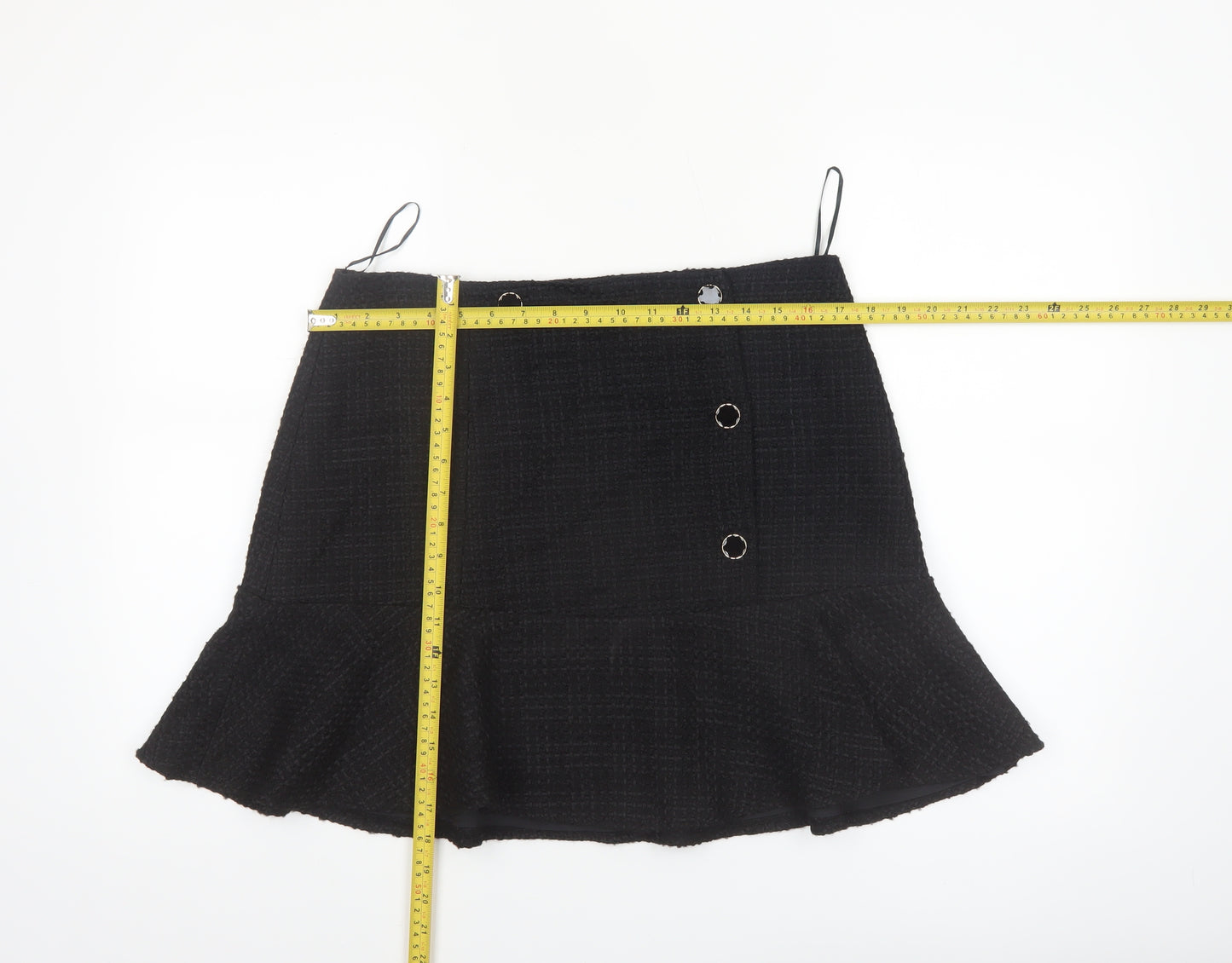 Phase Eight Women’s Black Tweed Button Trumpet Skirt UK 14
