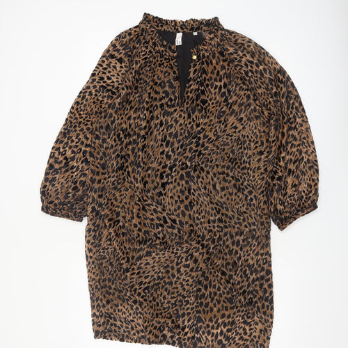 AND/OR Women's Brown Leopard Print Shift Dress Size 8