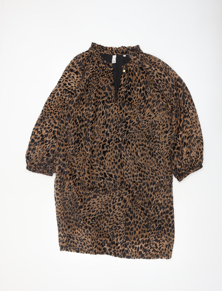 AND/OR Women's Brown Leopard Print Shift Dress Size 8