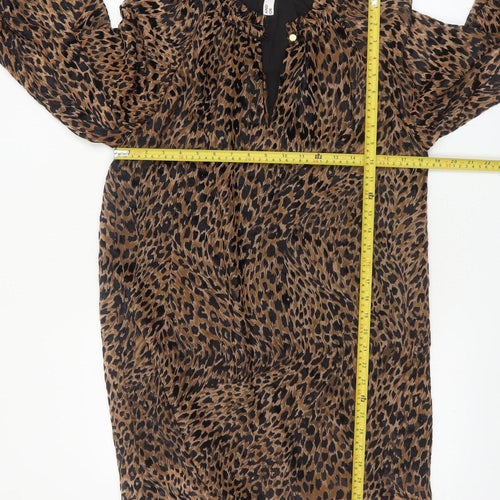 AND/OR Women's Brown Leopard Print Shift Dress Size 8