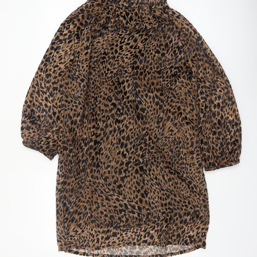 AND/OR Women's Brown Leopard Print Shift Dress Size 8