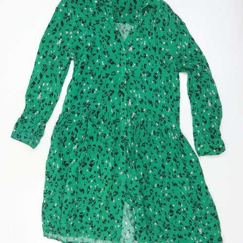 Hush Women's Green Animal Print Shirt Dress Size 6