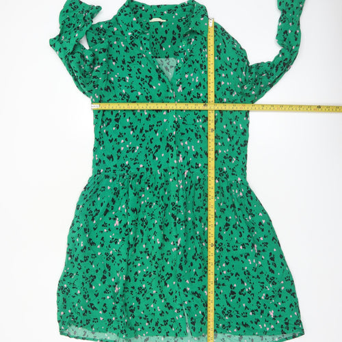Hush Women's Green Animal Print Shirt Dress Size 6