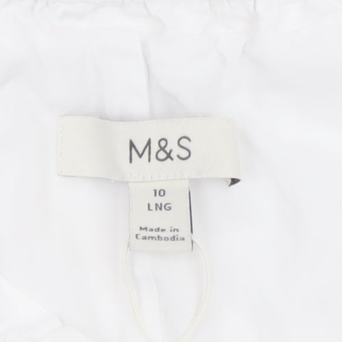 Marks and Spencer Women's White Cotton Long A-Line Skirt Size 10