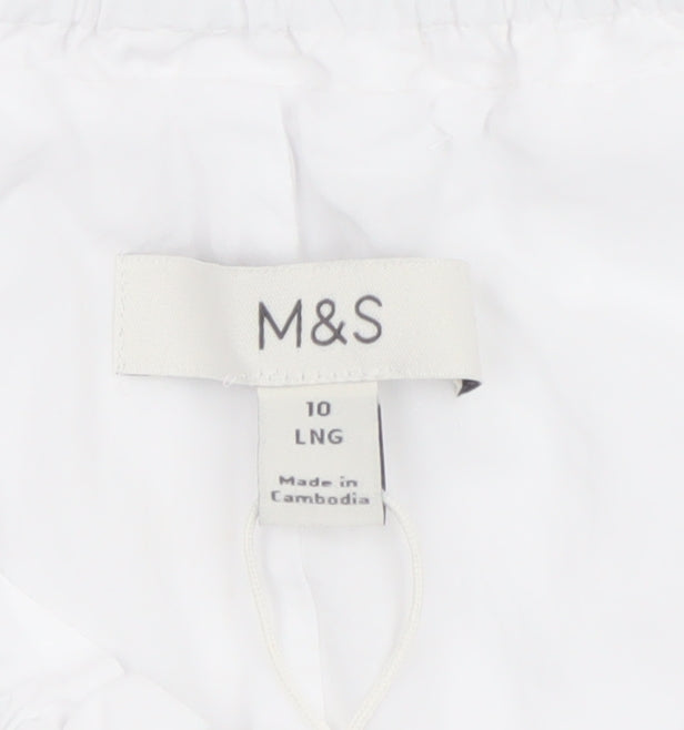 Marks and Spencer Women's White Cotton Long A-Line Skirt Size 10