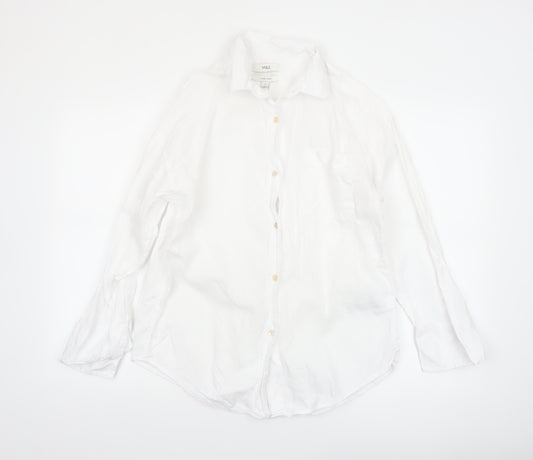 Marks and Spencer Women’s White Linen Button-Up Shirt Size 6