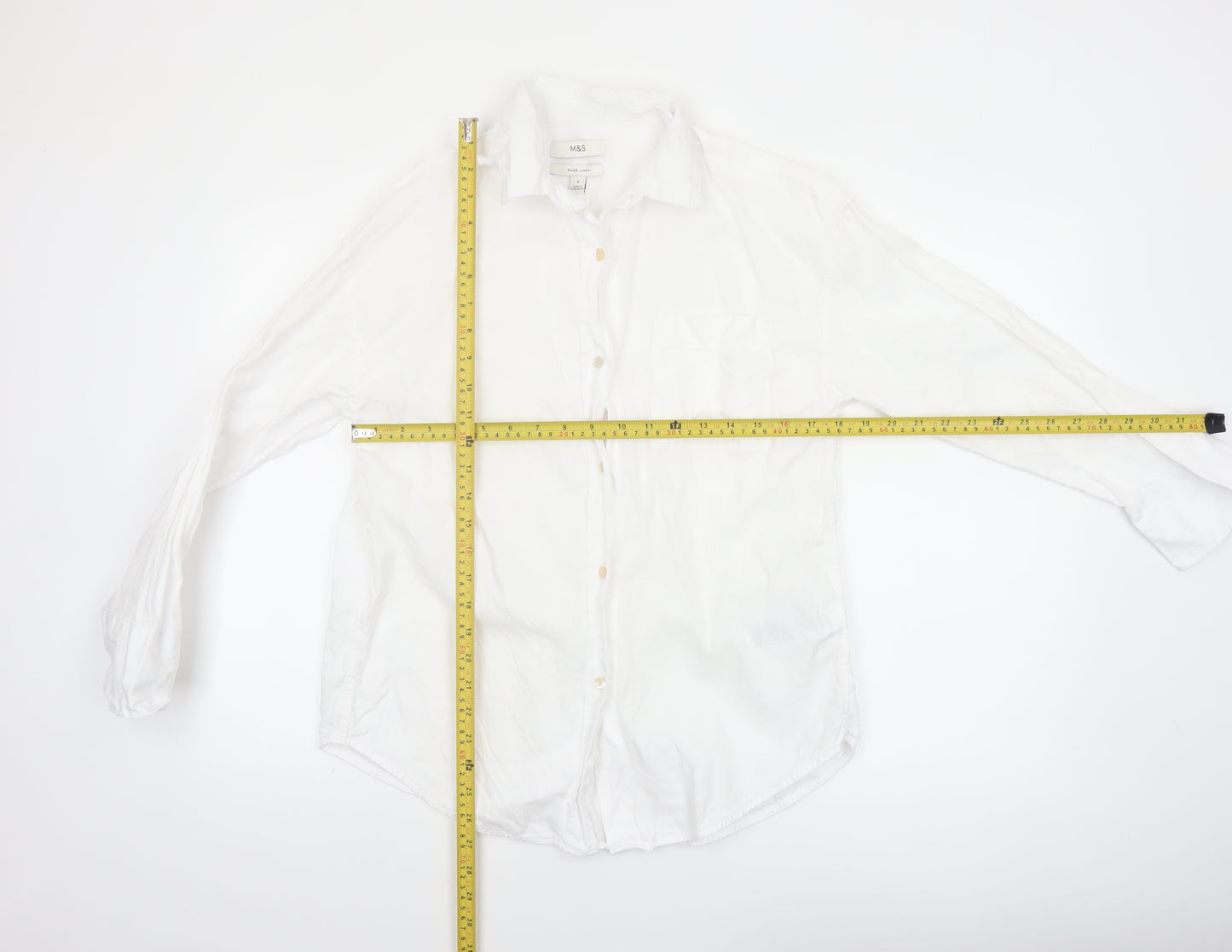 Marks and Spencer Women’s White Linen Button-Up Shirt Size 6