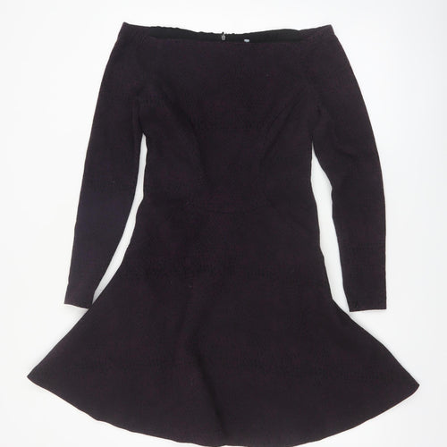 Reiss Womens Black Off Shoulder Fit & Flare Party Dress Size 12