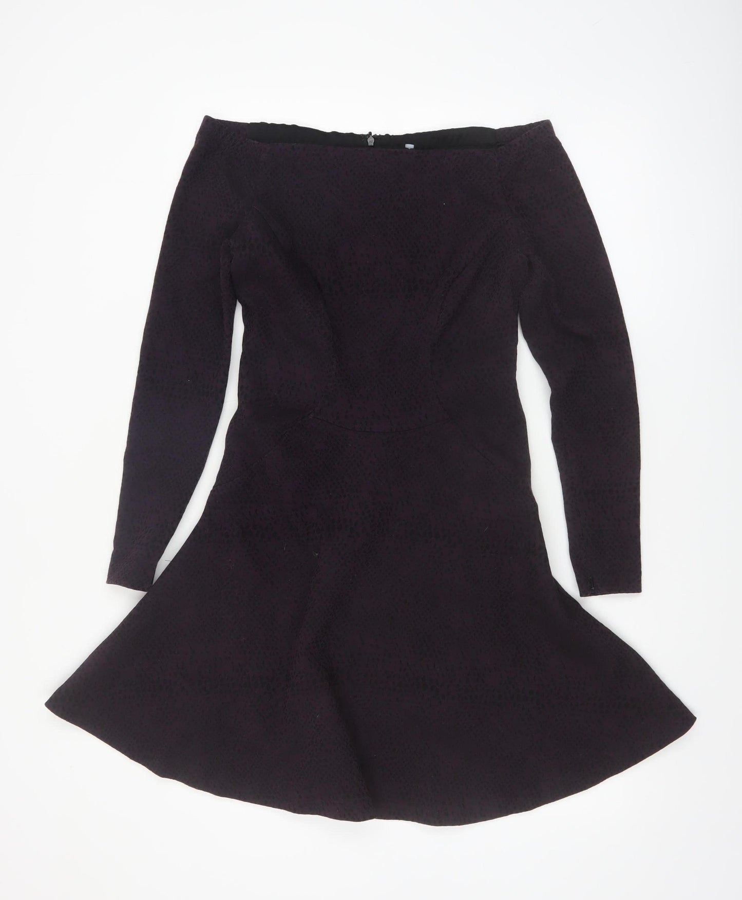 Reiss Womens Black Off Shoulder Fit & Flare Party Dress Size 12