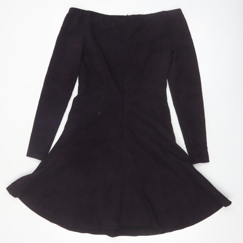 Reiss Womens Black Off Shoulder Fit & Flare Party Dress Size 12