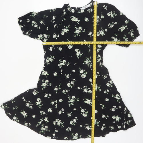 & Other Stories Women Black Floral A-Line Knee Dress Size 10