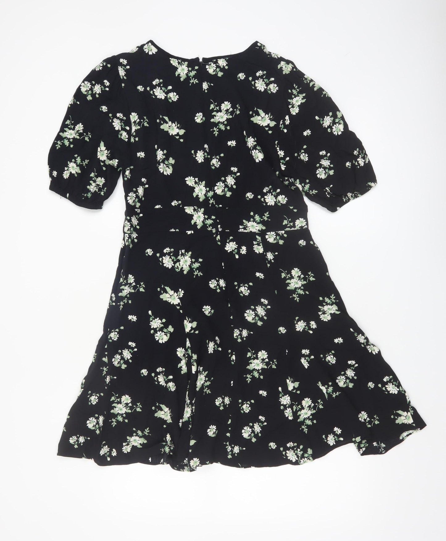 & Other Stories Women Black Floral A-Line Knee Dress Size 10