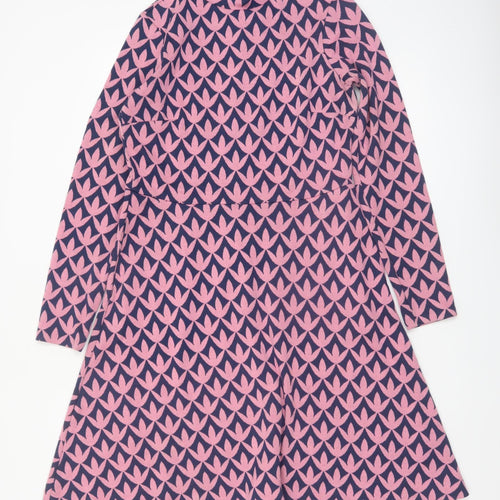 Boden Women’s Pink & Blue Geometric A-Line Dress UK 10L