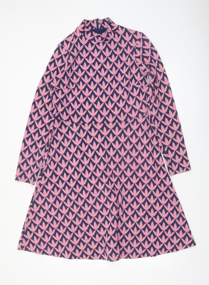 Boden Women’s Pink & Blue Geometric A-Line Dress UK 10L