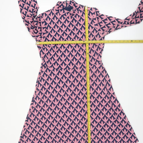 Boden Women’s Pink & Blue Geometric A-Line Dress UK 10L