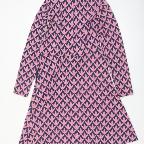 Boden Women’s Pink & Blue Geometric A-Line Dress UK 10L