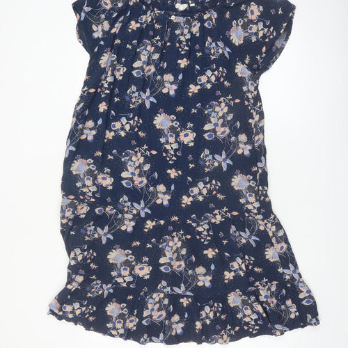 Fat Face Women’s Blue Floral Short Sleeve Viscose Shift Dress Size 12
