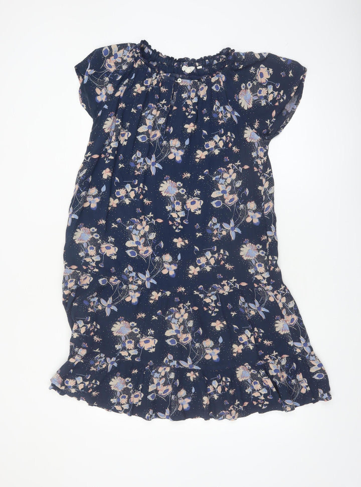 Fat Face Women’s Blue Floral Short Sleeve Viscose Shift Dress Size 12