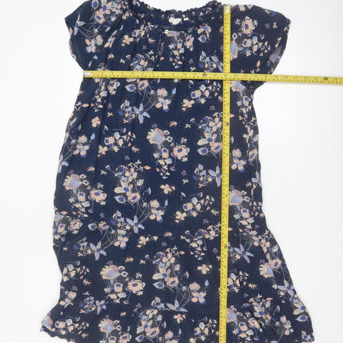 Fat Face Women’s Blue Floral Short Sleeve Viscose Shift Dress Size 12