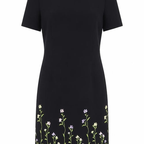 Talbots Women Black Floral Embroidered Sheath Dress Size 12