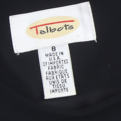 Talbots Women Black Floral Embroidered Sheath Dress Size 12