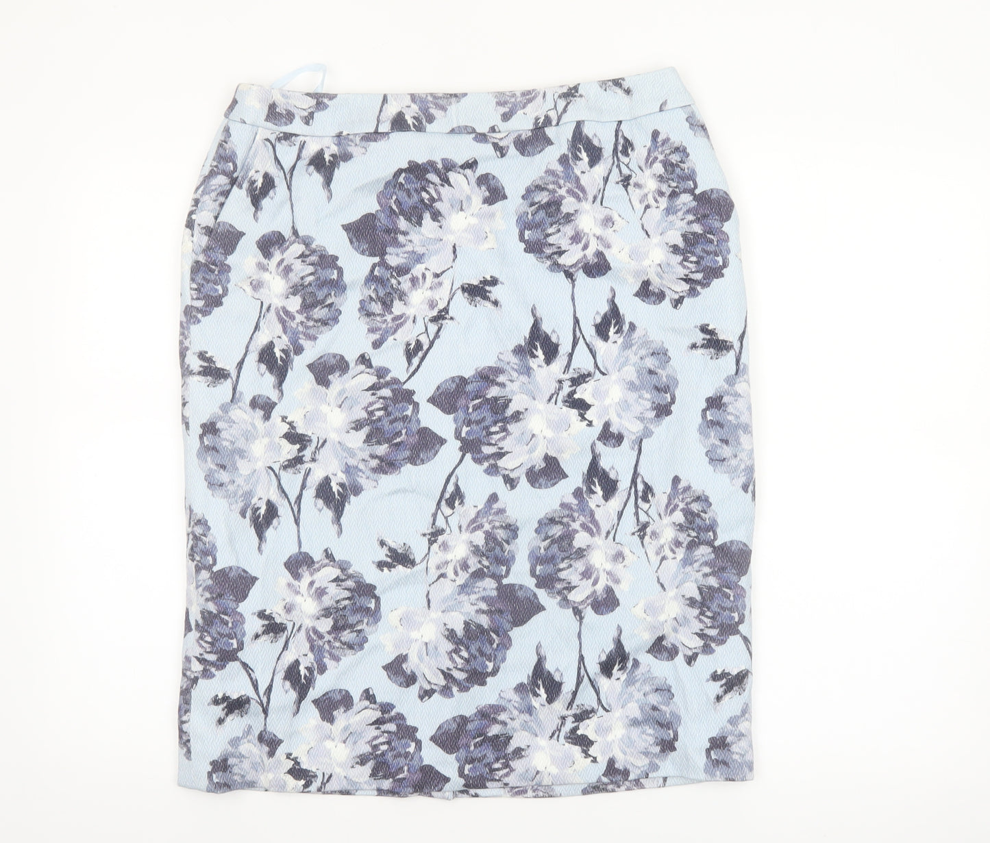 Eastex Women Blue Floral Cotton Pencil Skirt Size 12