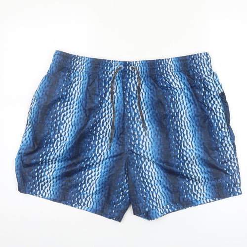 Calvin Klein Men's Blue Geometric Swim Shorts XL Drawstring Quick Dry