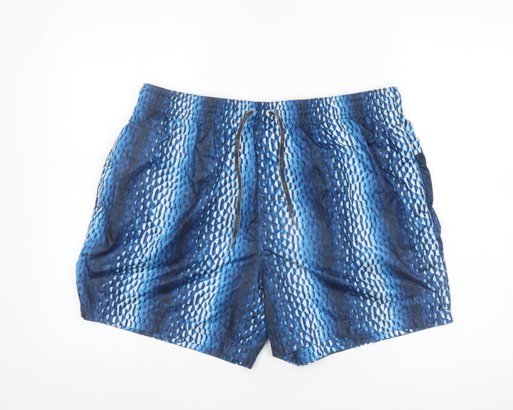Calvin Klein Men's Blue Geometric Swim Shorts XL Drawstring Quick Dry