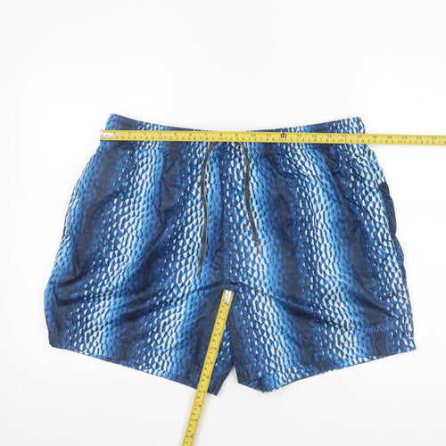 Calvin Klein Men's Blue Geometric Swim Shorts XL Drawstring Quick Dry