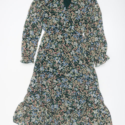 Apricot Women’s Multicoloured Floral Midi Wrap Dress Size 8