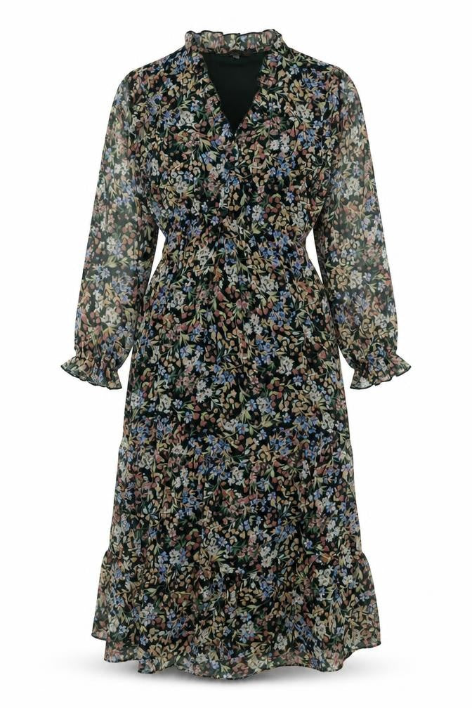 Apricot Women’s Multicoloured Floral Midi Wrap Dress Size 8