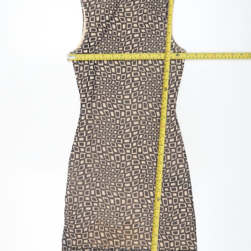 Urban Outfitters Women Beige XS Bodycon Geometric Short Dress
