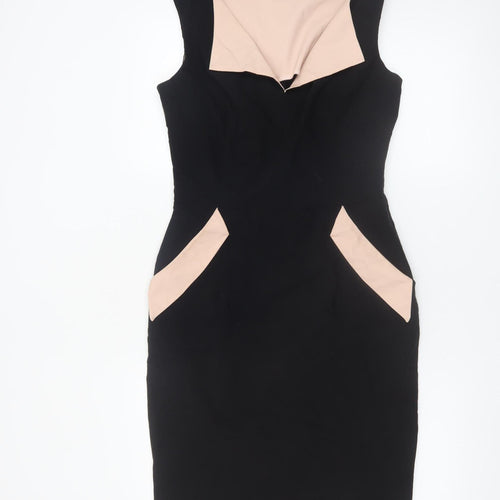 Diva Catwalk Women's Black Sheath Dress Size S Knee Length Sleeveless