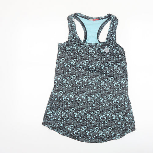 Elle Sport Women's Blue Geometric Racerback Tank Top Size 10