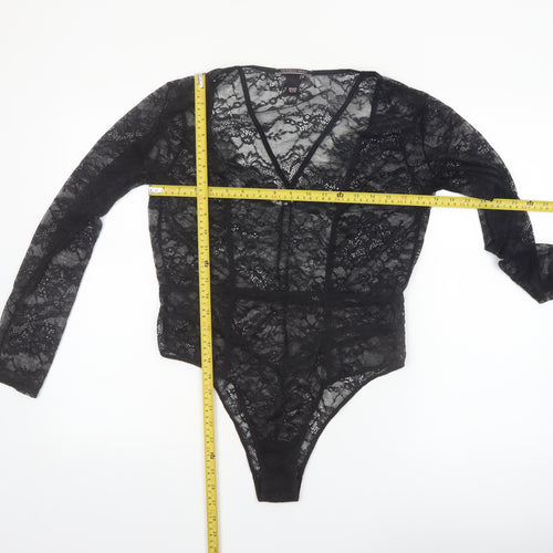 Victoria's Secret Women's Black Lace Long Sleeve Bodysuit XL