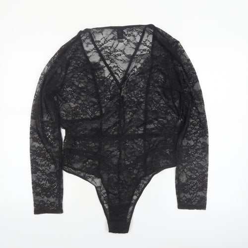 Victoria's Secret Women's Black Lace Long Sleeve Bodysuit XL