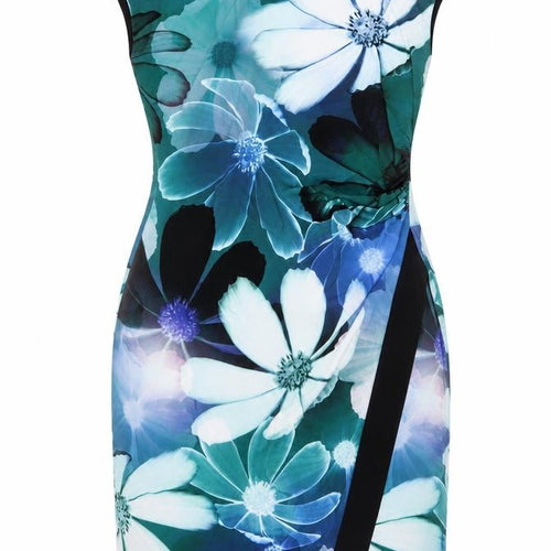 Debenhams Women’s Blue Floral Bodycon Dress Size 14 Sleeveless