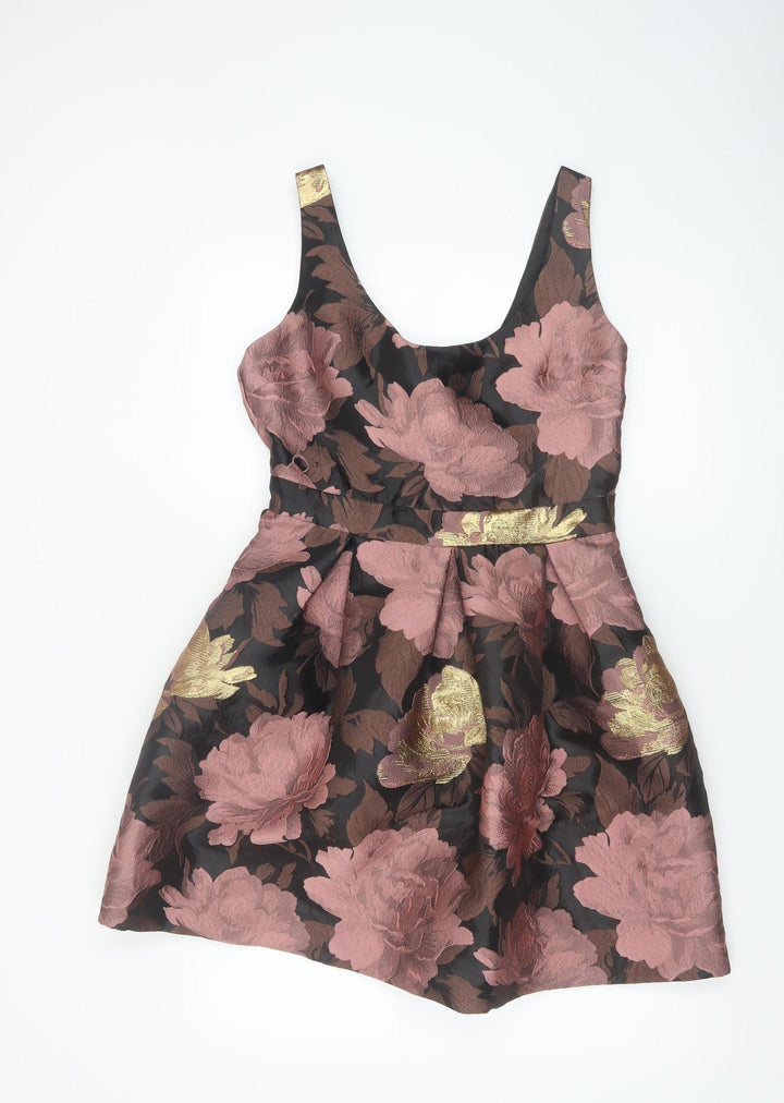 Miss Selfridge Women's Multicoloured Floral Fit & Flare Dress Size 12