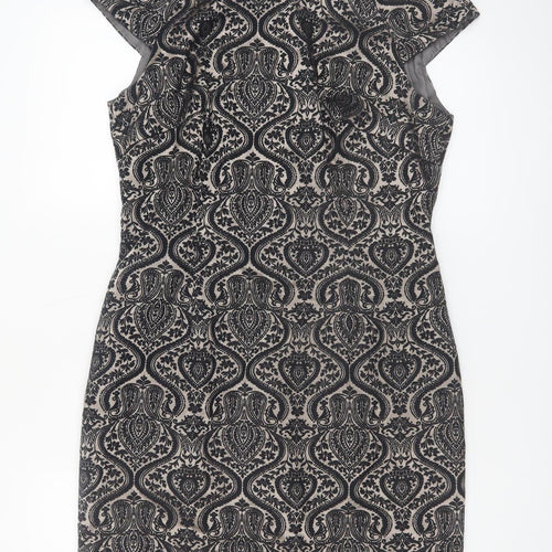 Next Women’s Black Geometric Sheath Dress Size 14