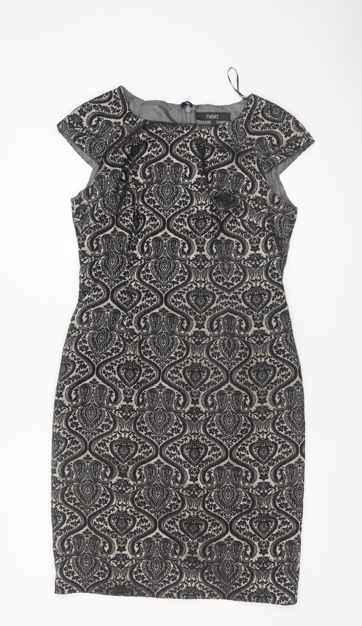 Next Women’s Black Geometric Sheath Dress Size 14