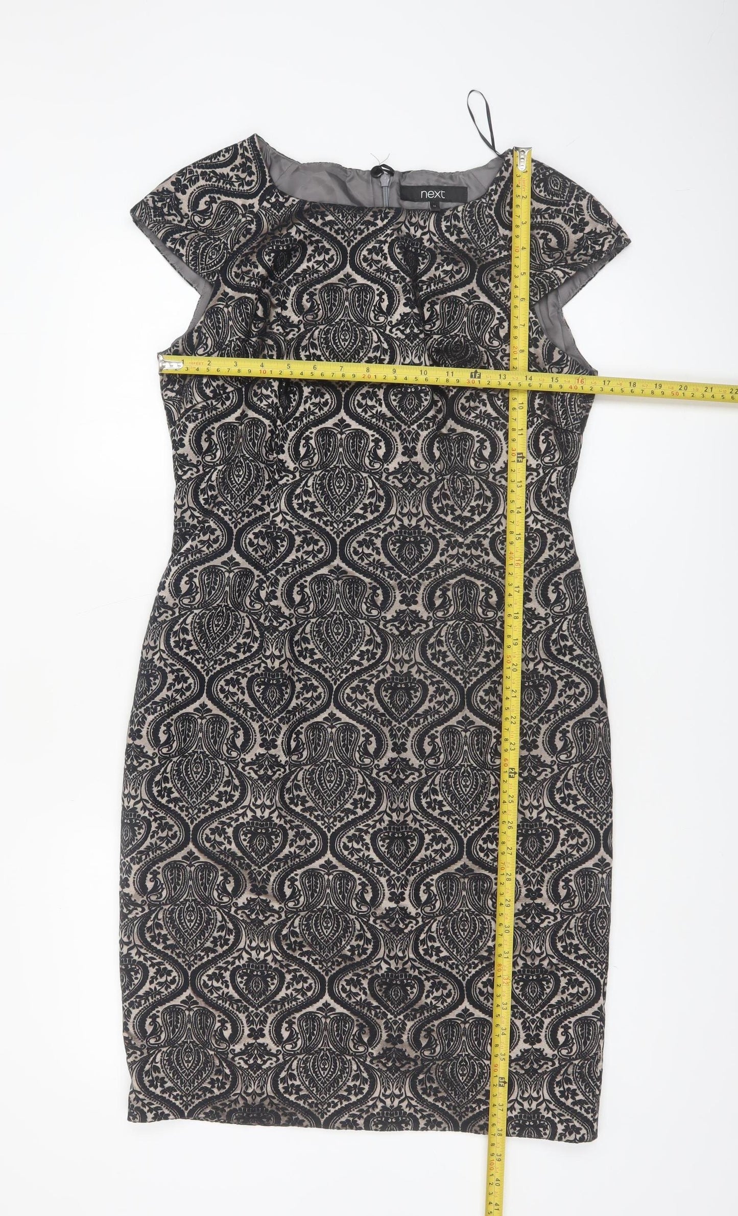 Next Women’s Black Geometric Sheath Dress Size 14